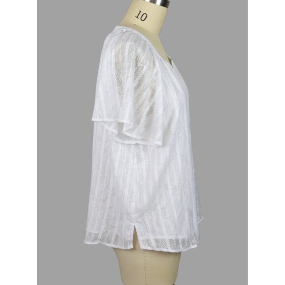 TOMMY BAHAMA ILLUSION FROND WHITE BUTTON UP TOP - Picture 6 of 9